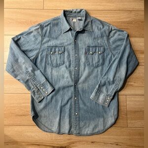 Men’s Levi's Light Blue Casual Western Snap Button Down Shirt Relaxed Fit
